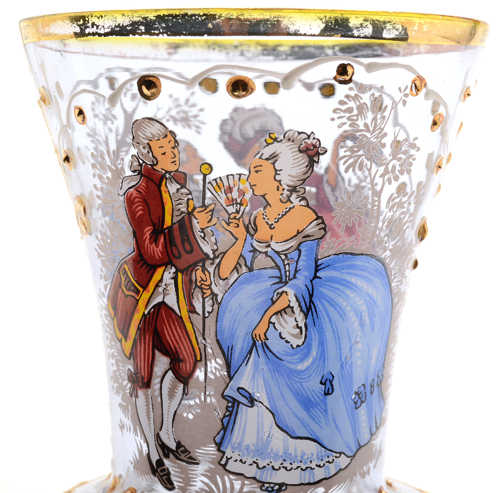 Vintage Hand Painted Clear Glass Vase