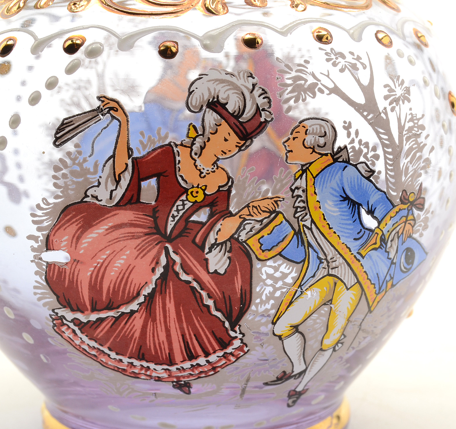 Vintage Hand Painted Clear Glass Vase