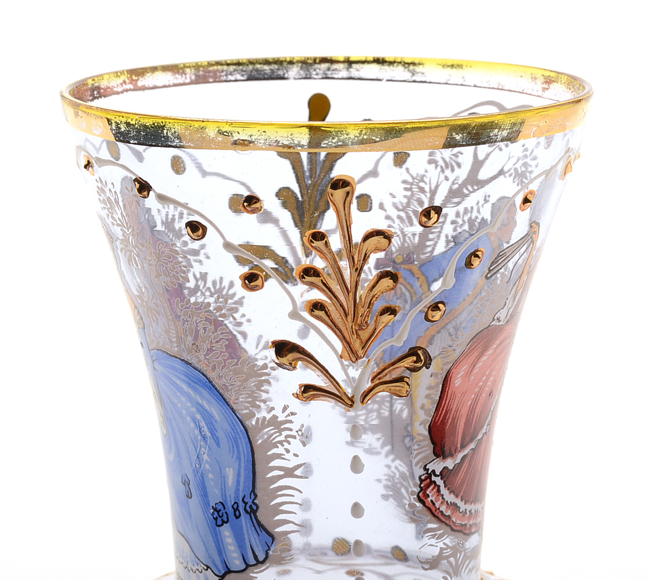 Vintage Hand Painted Clear Glass Vase