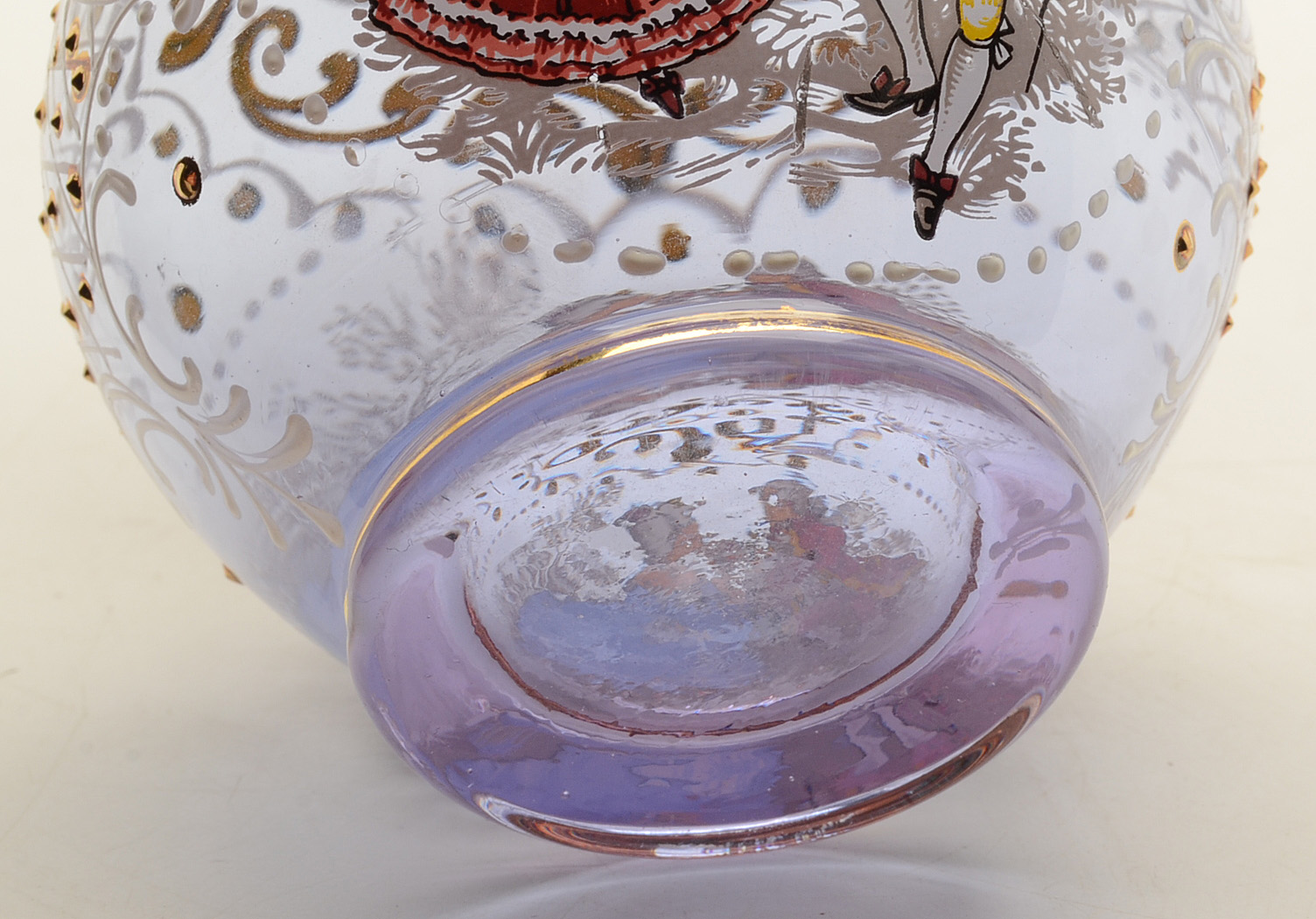 Vintage Hand Painted Clear Glass Vase