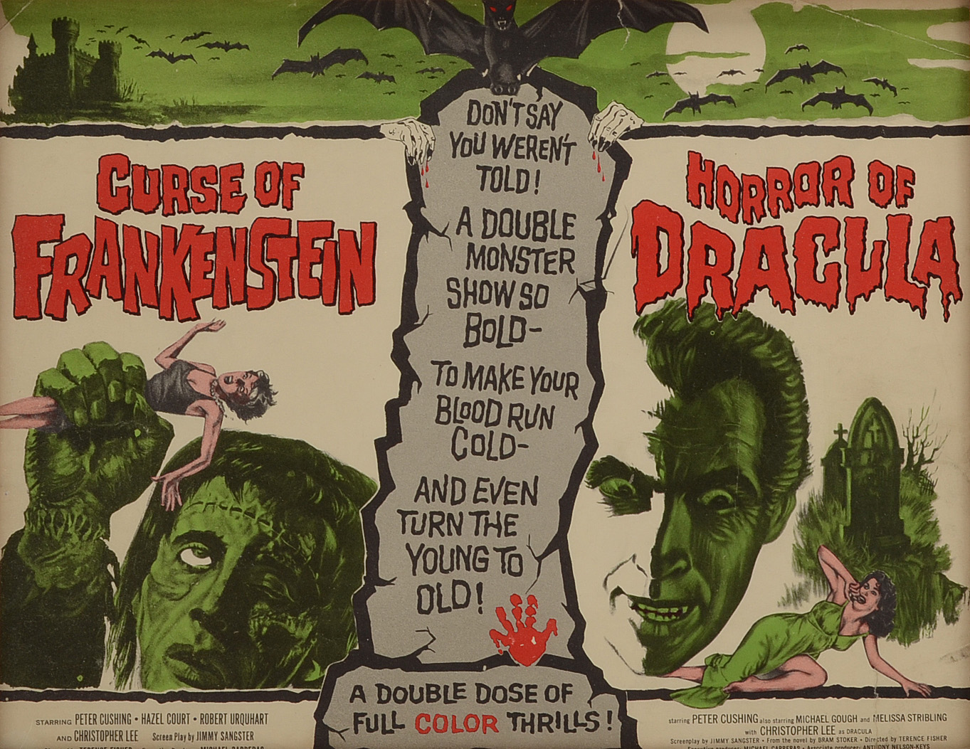 Framed Theater Lobby Card Frankenstein Dracula Double Feature
