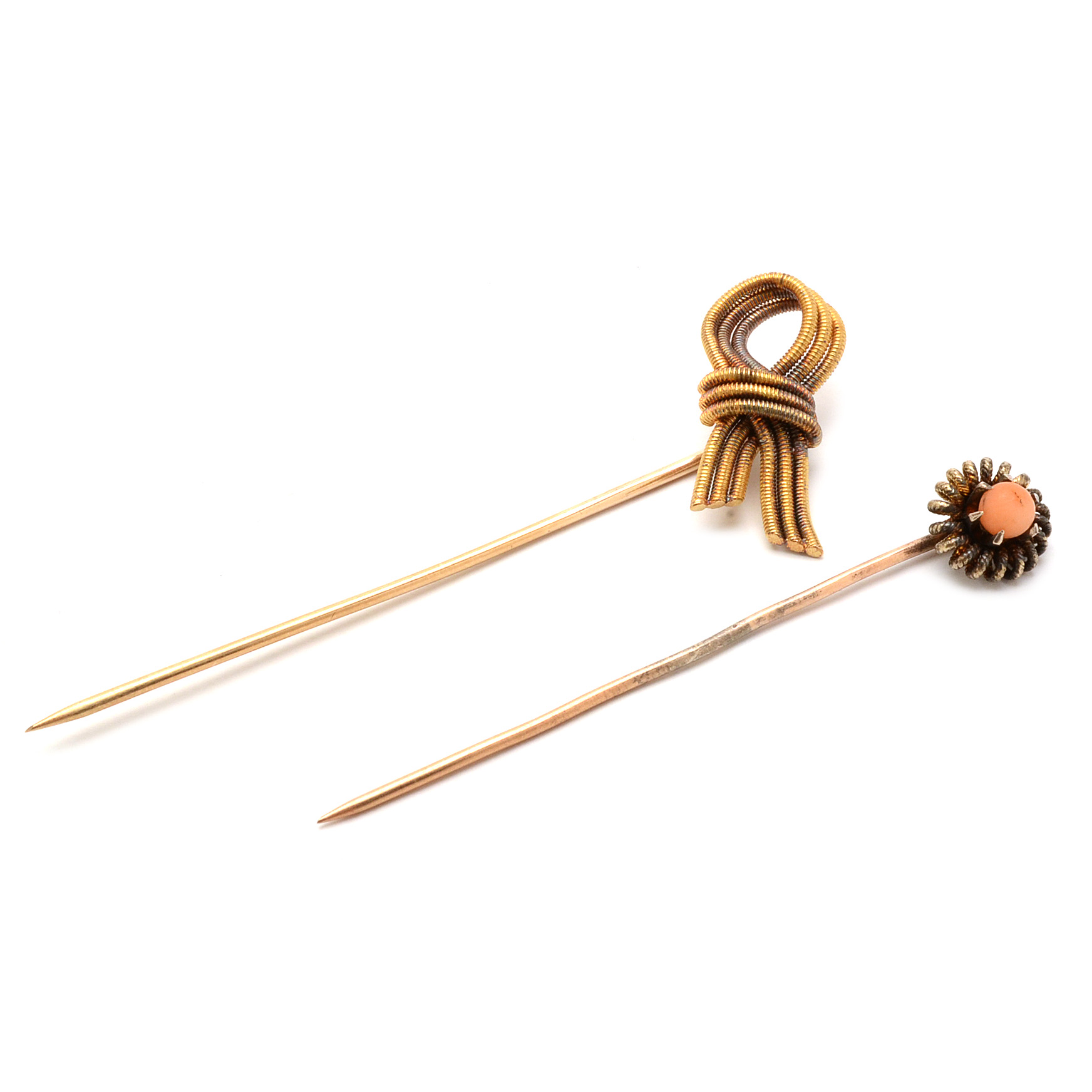 Vintage 14K Yellow Gold Stick Pins
