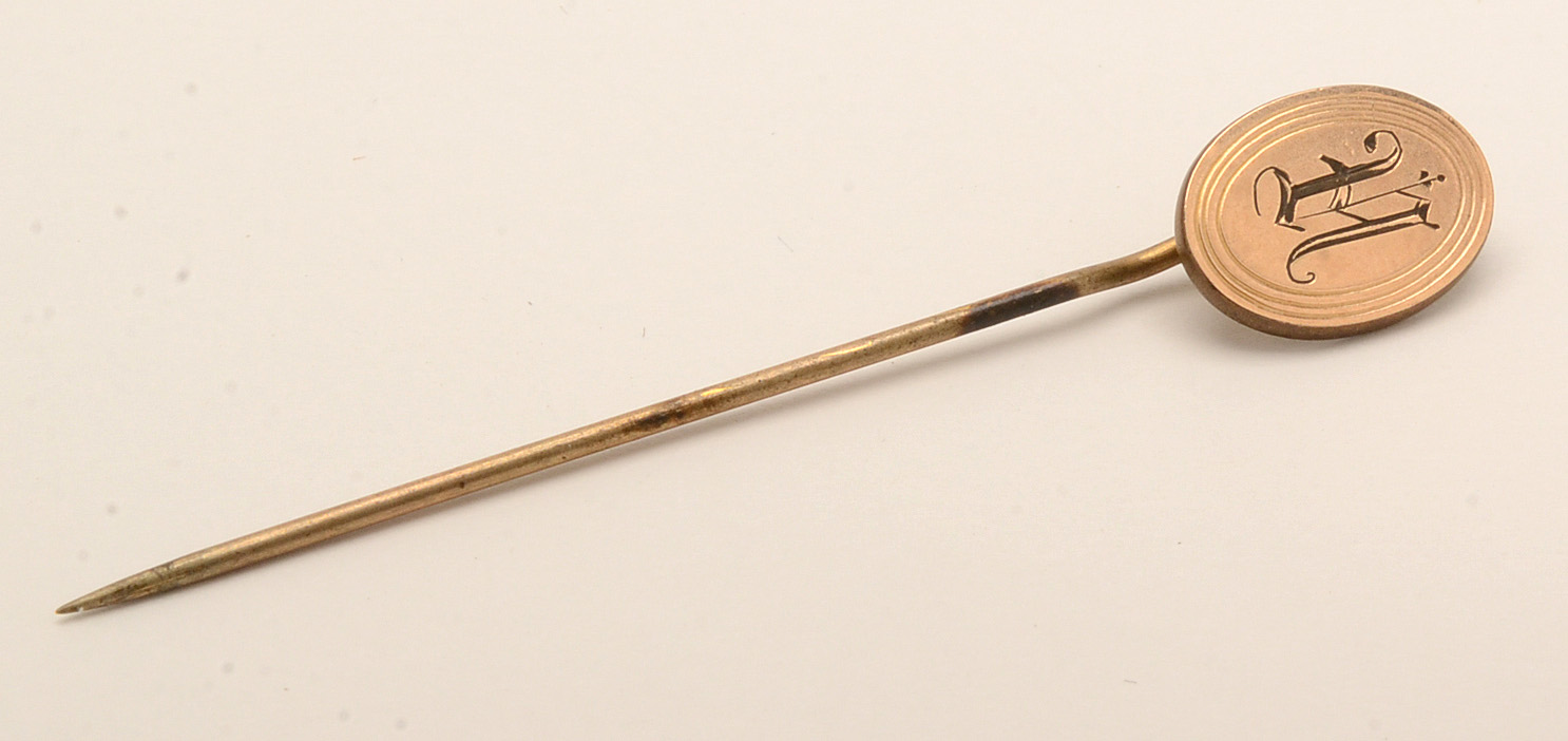 10K and 14K Gold Stick Pins with Carved Agate Cameo