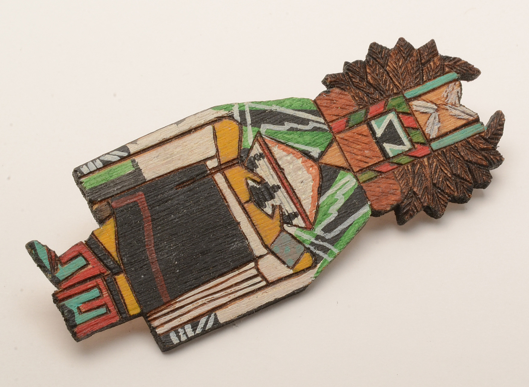Calvin Pavatea Hopi Brooch with Turquoise Costume Jewelry