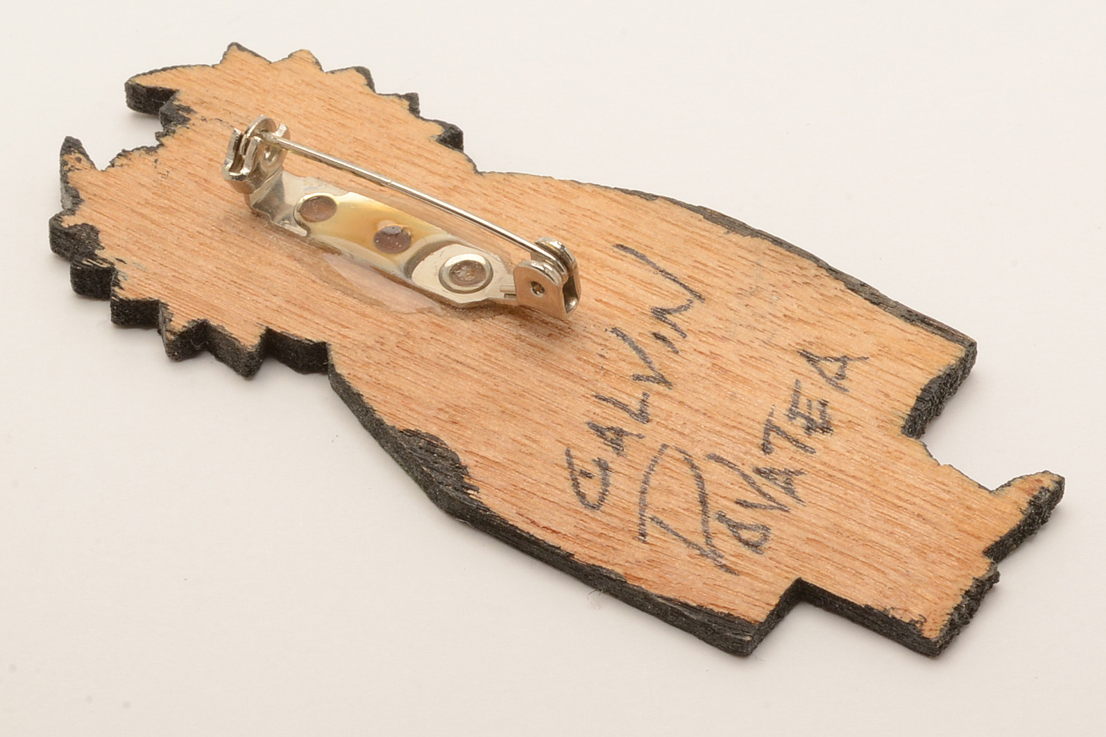 Calvin Pavatea Hopi Brooch with Turquoise Costume Jewelry