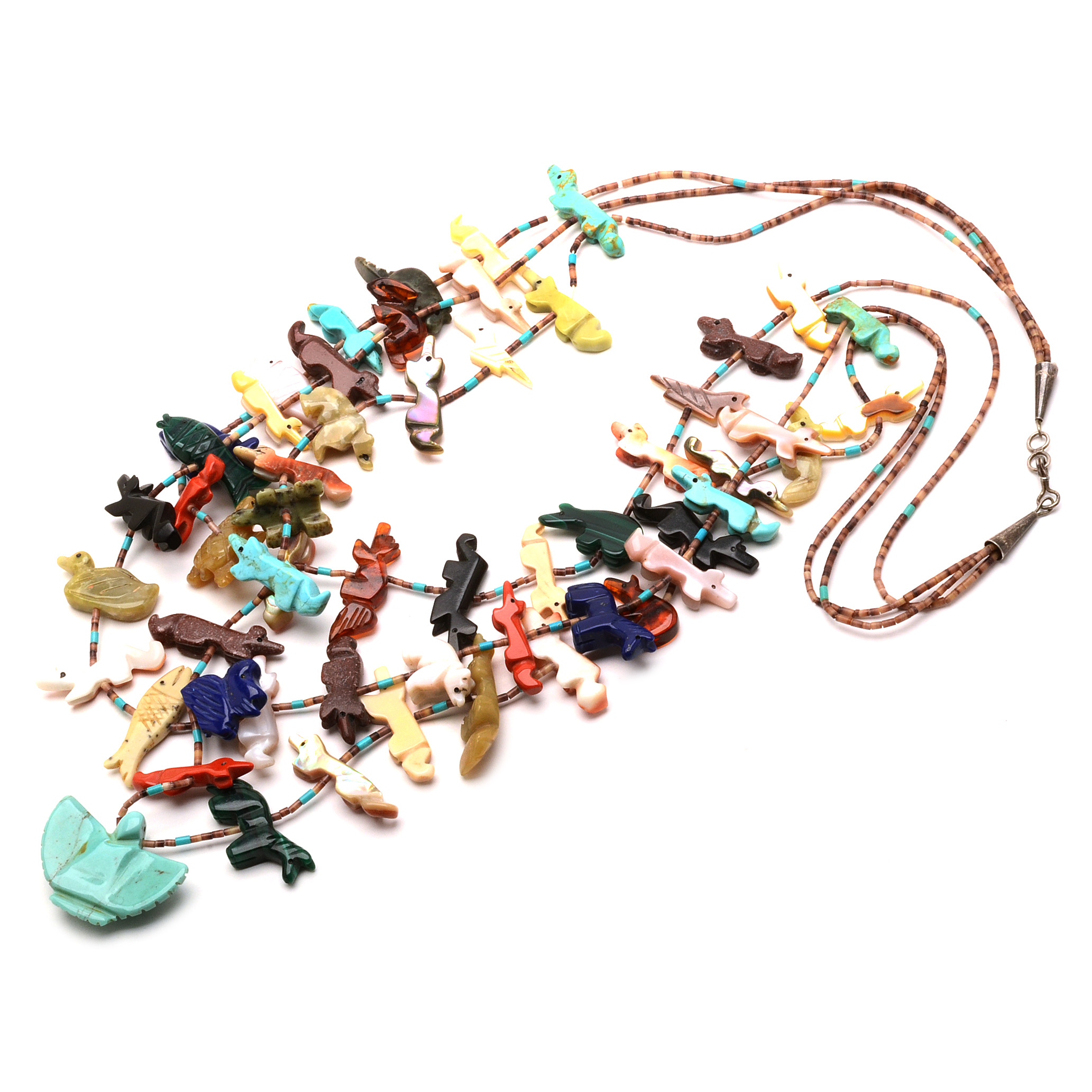 Carved Stone Multi-Strand Fetish Necklace