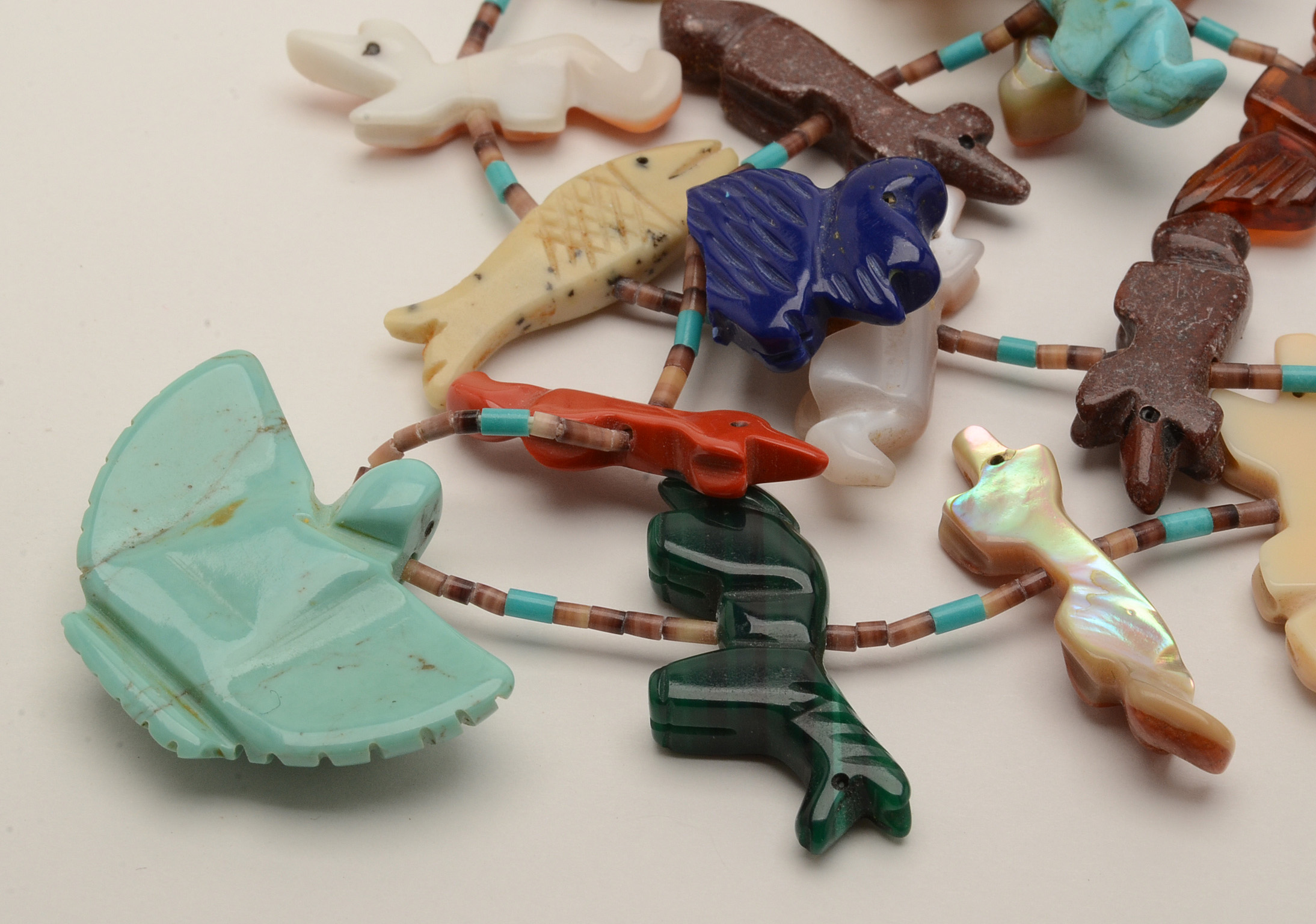 Carved Stone Multi-Strand Fetish Necklace