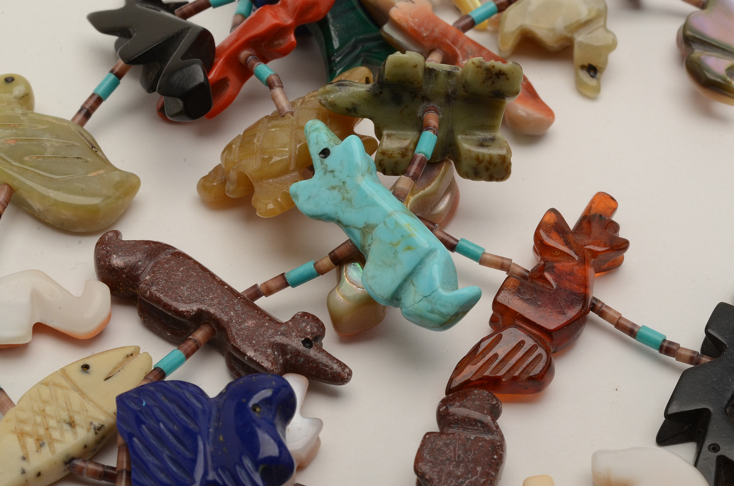 Carved Stone Multi-Strand Fetish Necklace