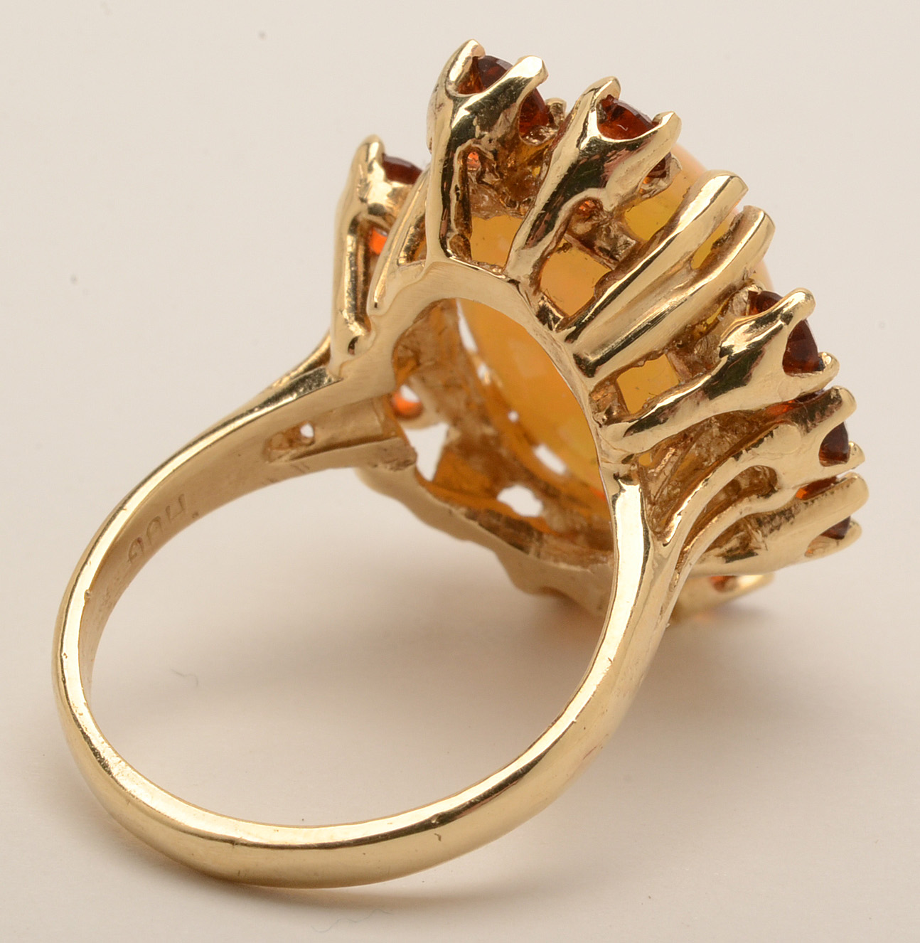 14K Yellow Gold Cocktail Ring Featuring Opal and Garnet