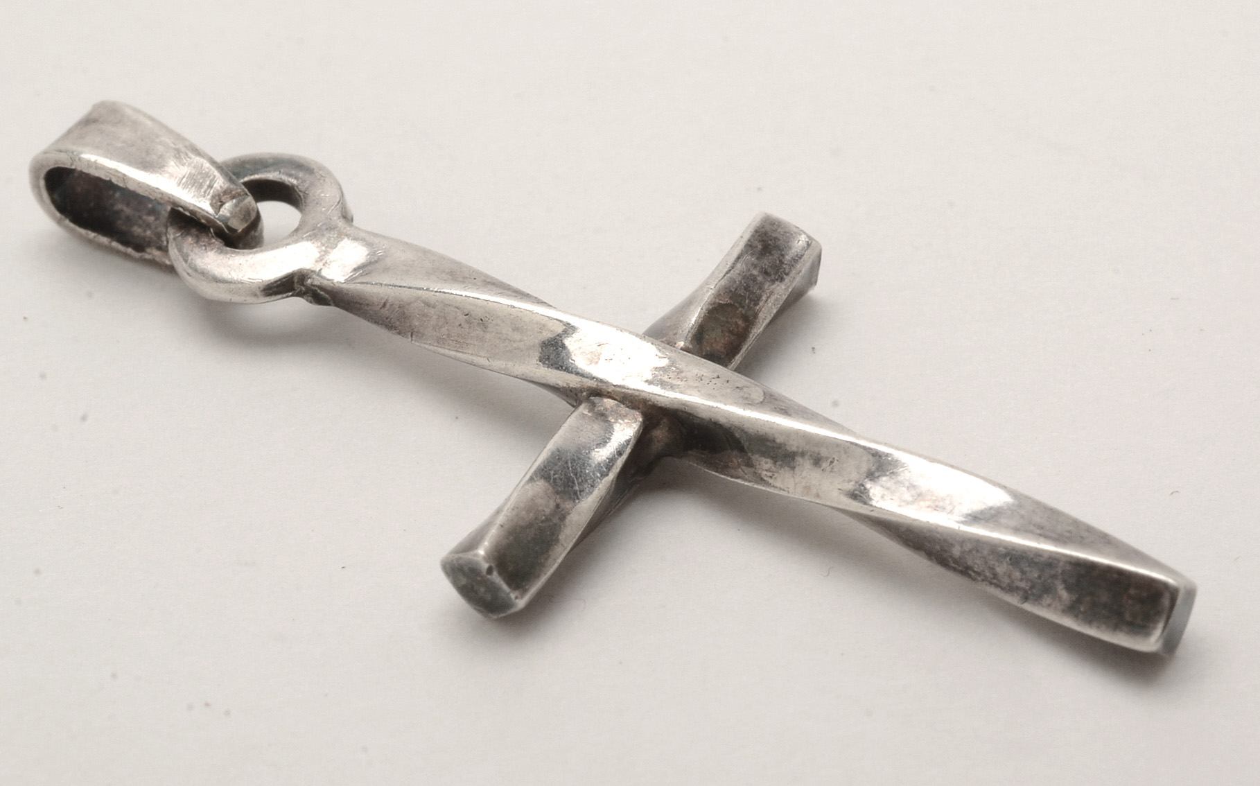 Coin Silver Earrings and Cross Pendant