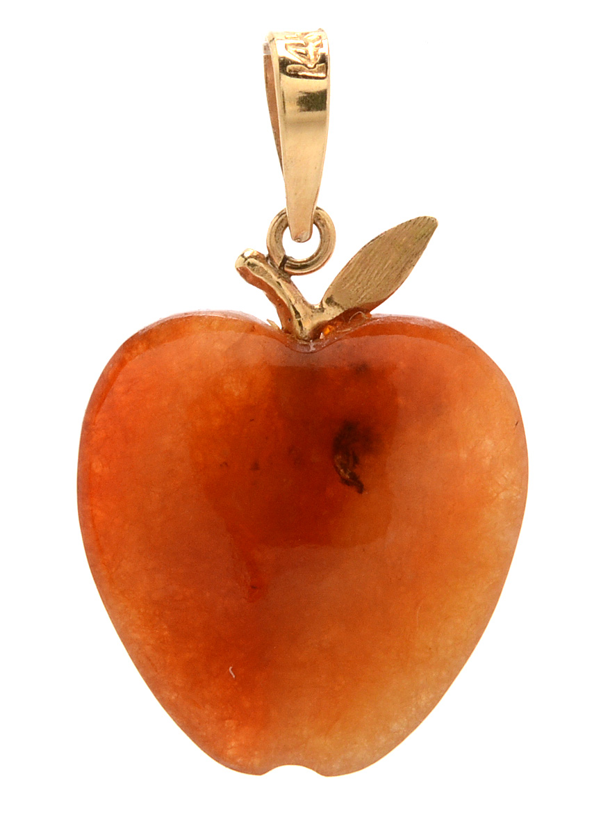 Three 14K Gold Stone Pendants With Watermelon Tourmaline Slice