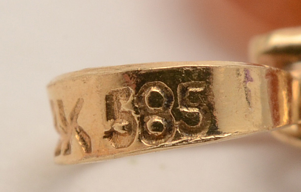 Three 14K Gold Stone Pendants With Watermelon Tourmaline Slice