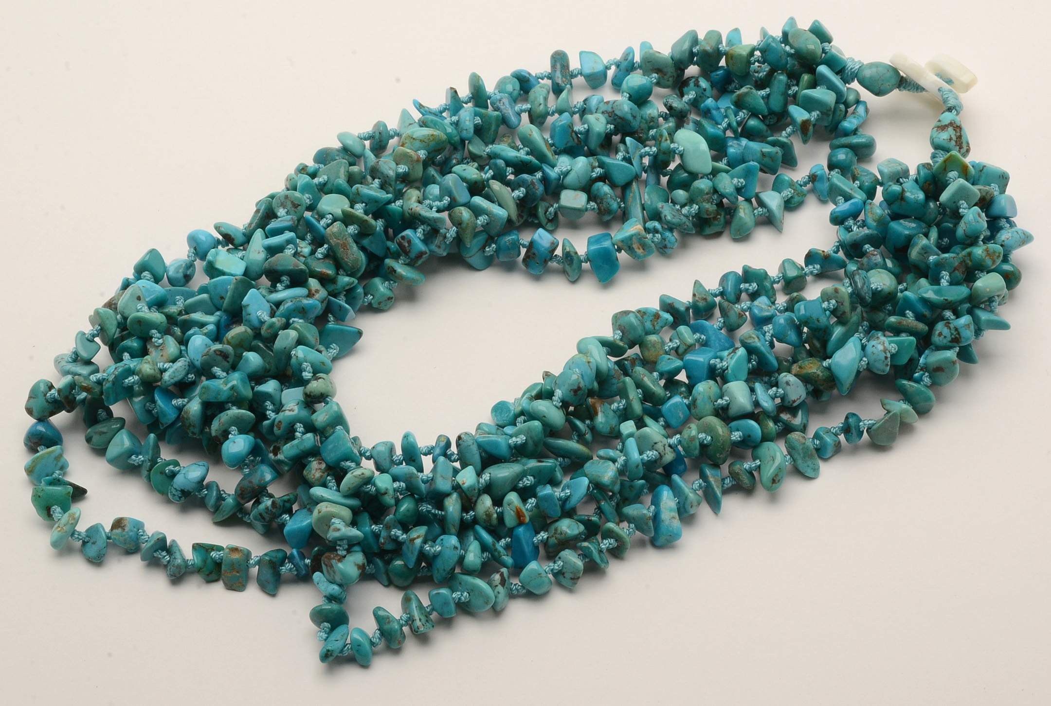 Turquoise Multi-Strand Necklace and Dyed Glass Statement Necklace