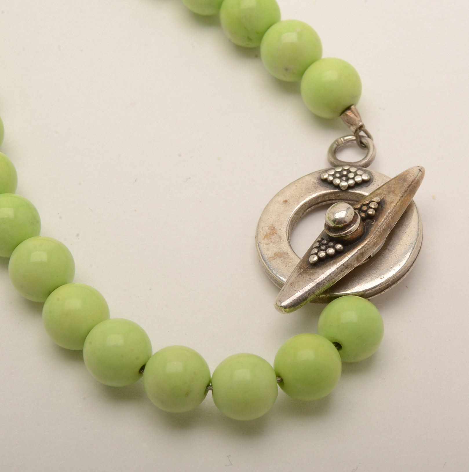 Gaspeite and Dyed Turquoise Bead Necklaces with Sterling Clasps