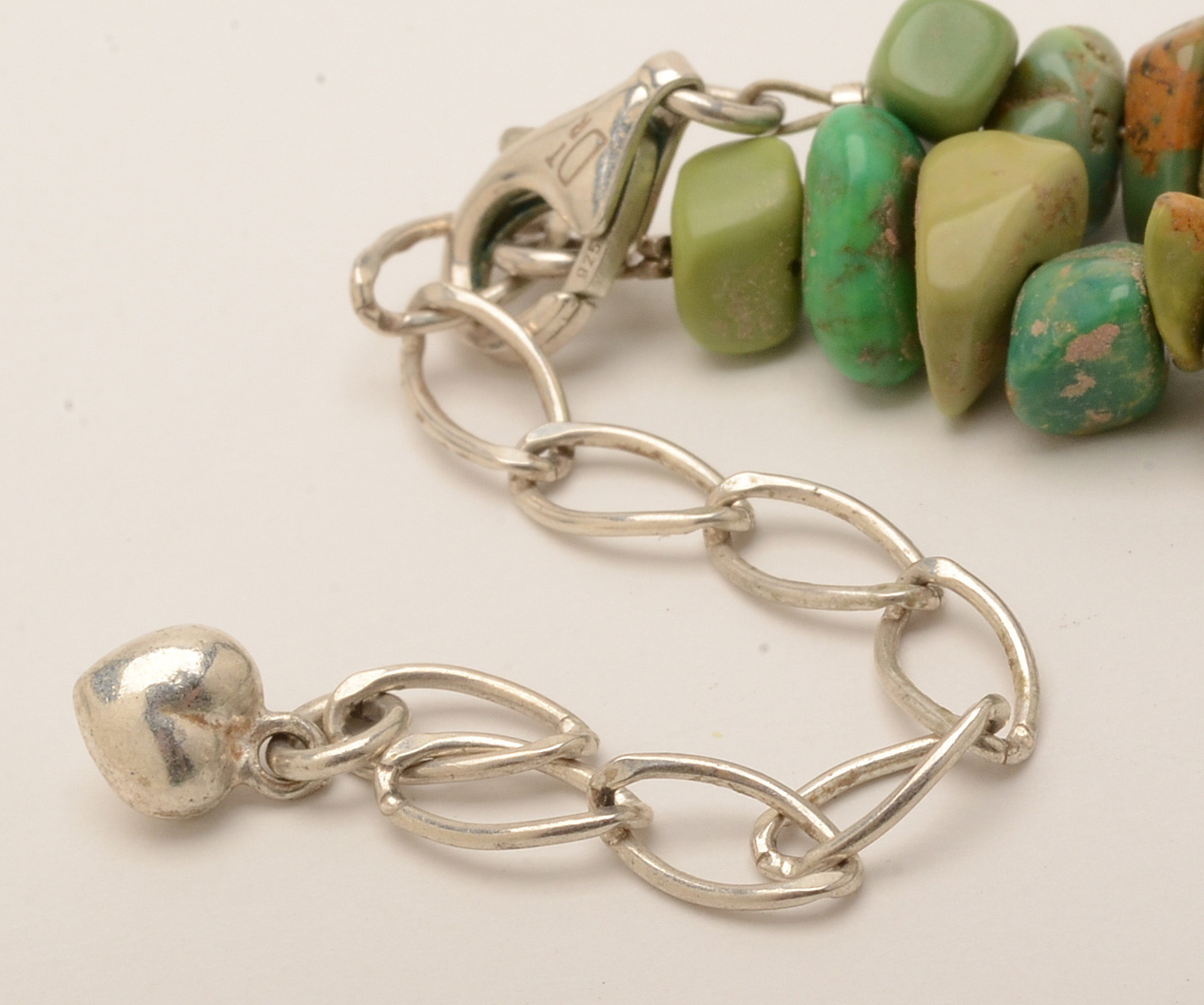 Gaspeite and Dyed Turquoise Bead Necklaces with Sterling Clasps