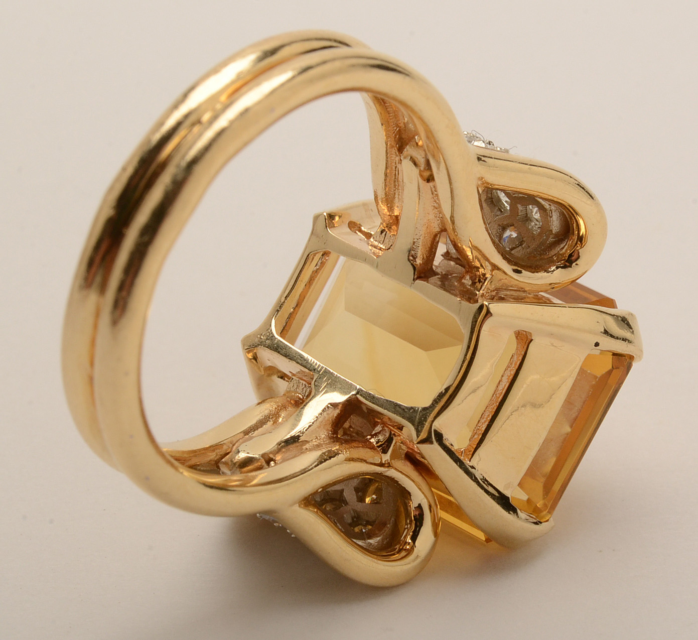 14K Yellow Gold 11.44 CTS Citrine and Diamond Ring