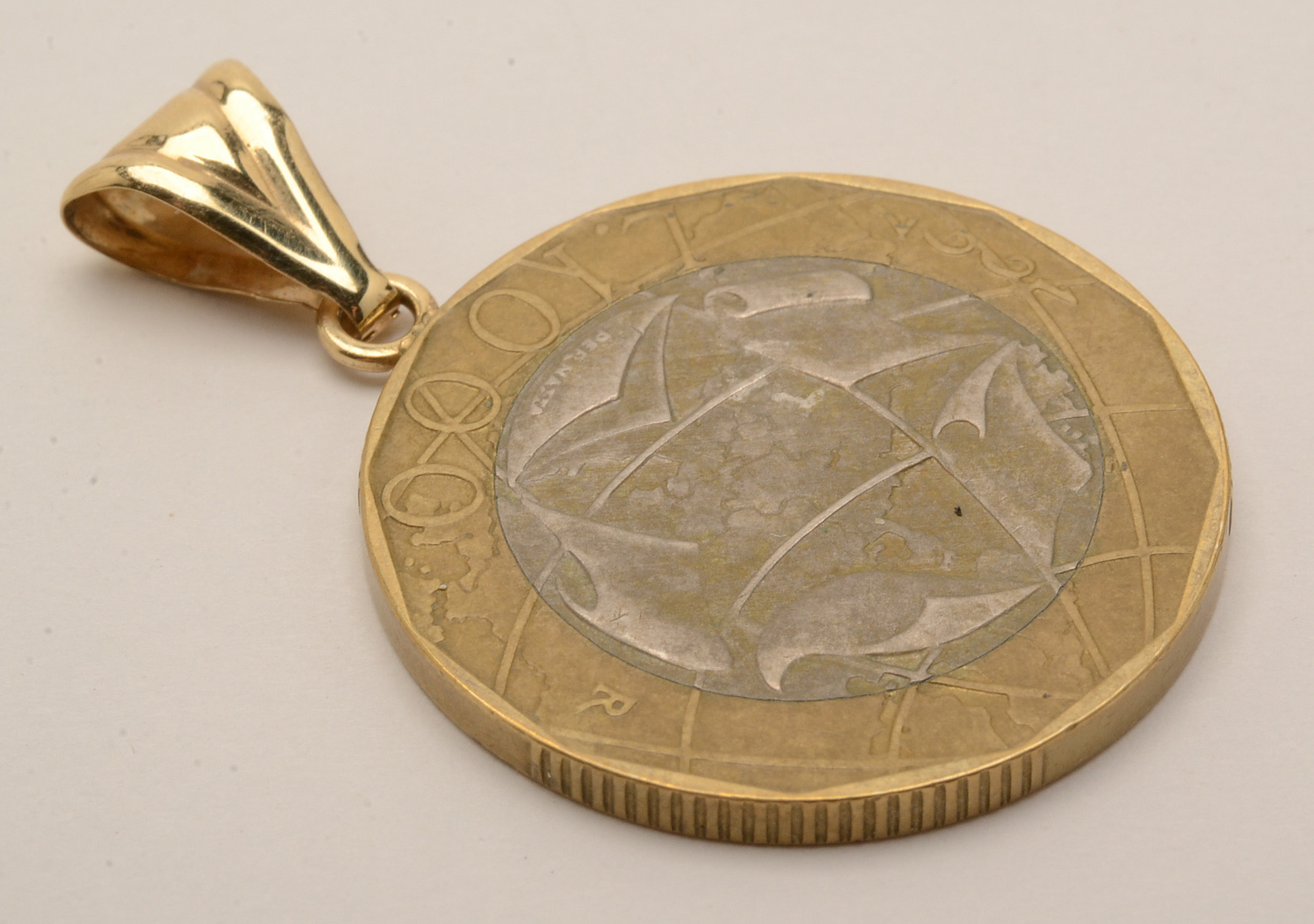 1997 Italian 1000 Lire Coin Pendant on 14K Yellow Gold Bail