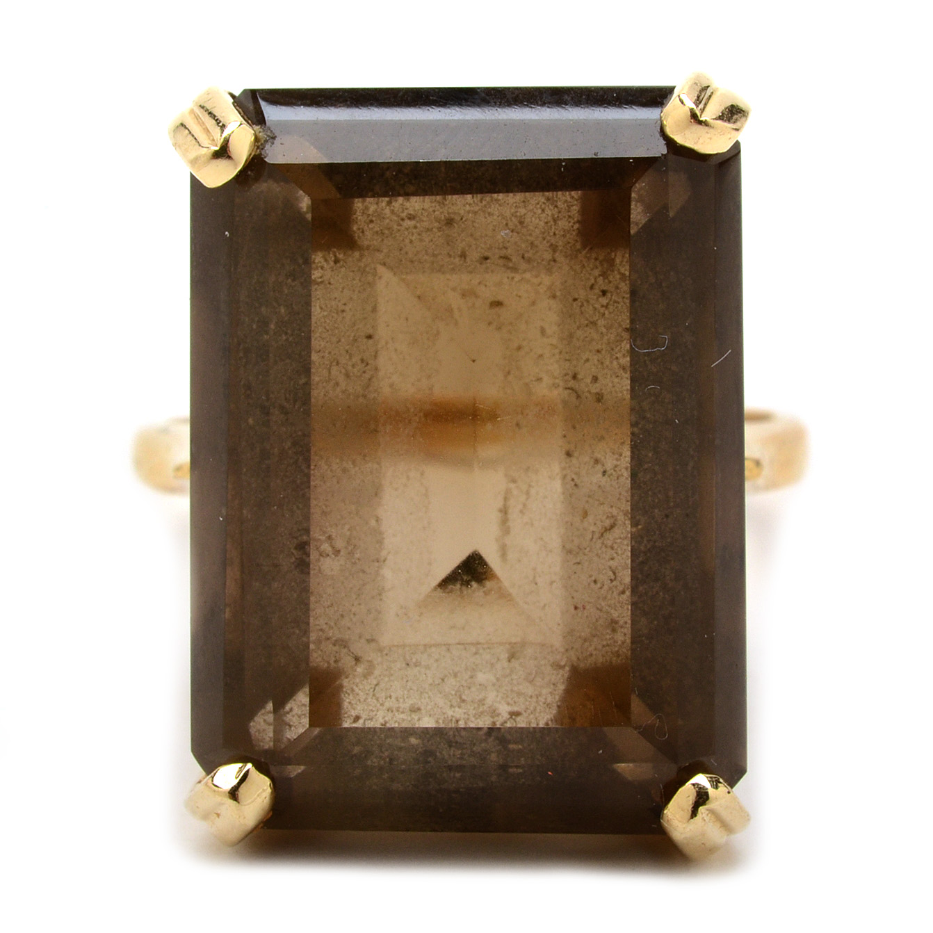 14K Yellow Gold Smoky Quartz Ring