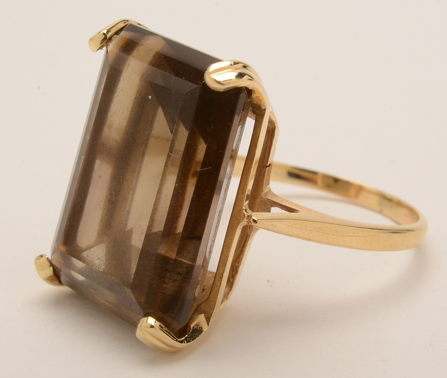 14K Yellow Gold Smoky Quartz Ring