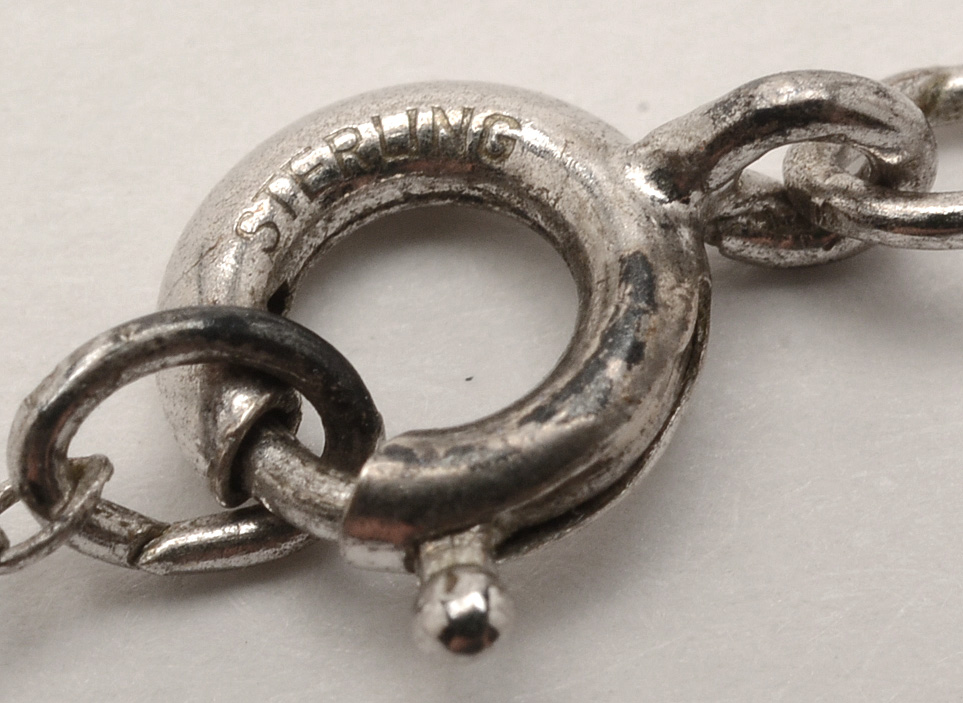 10K White Gold Diamond Lavalier Pendant on Sterling Chain