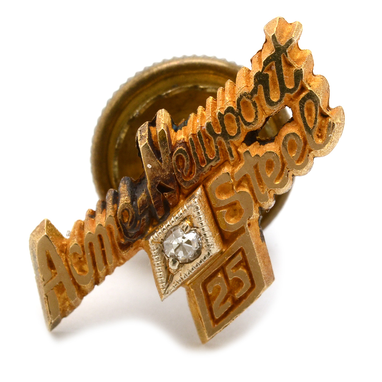 Acme-Newport Steel 14K Yellow Gold Diamond Service Pin