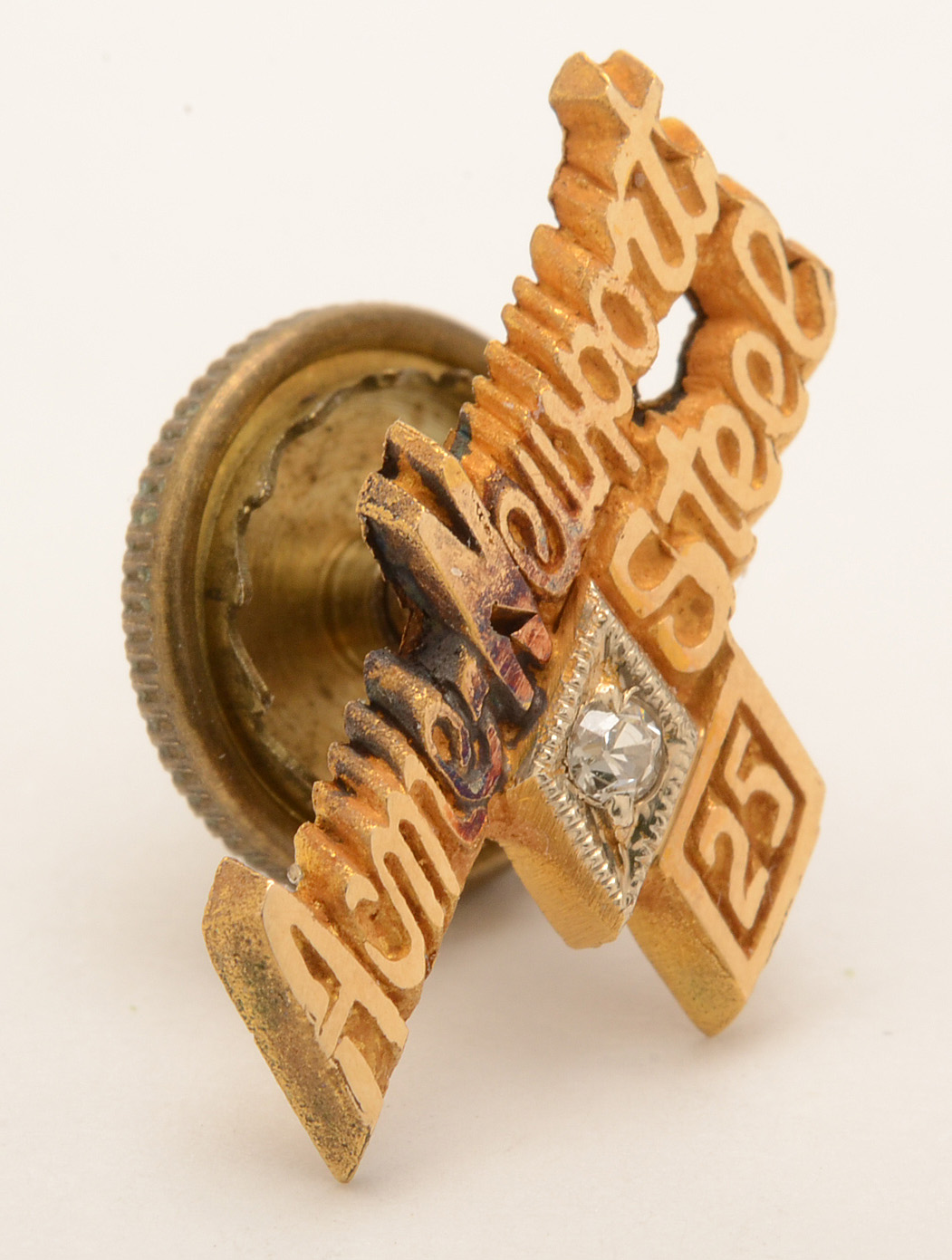 Acme-Newport Steel 14K Yellow Gold Diamond Service Pin