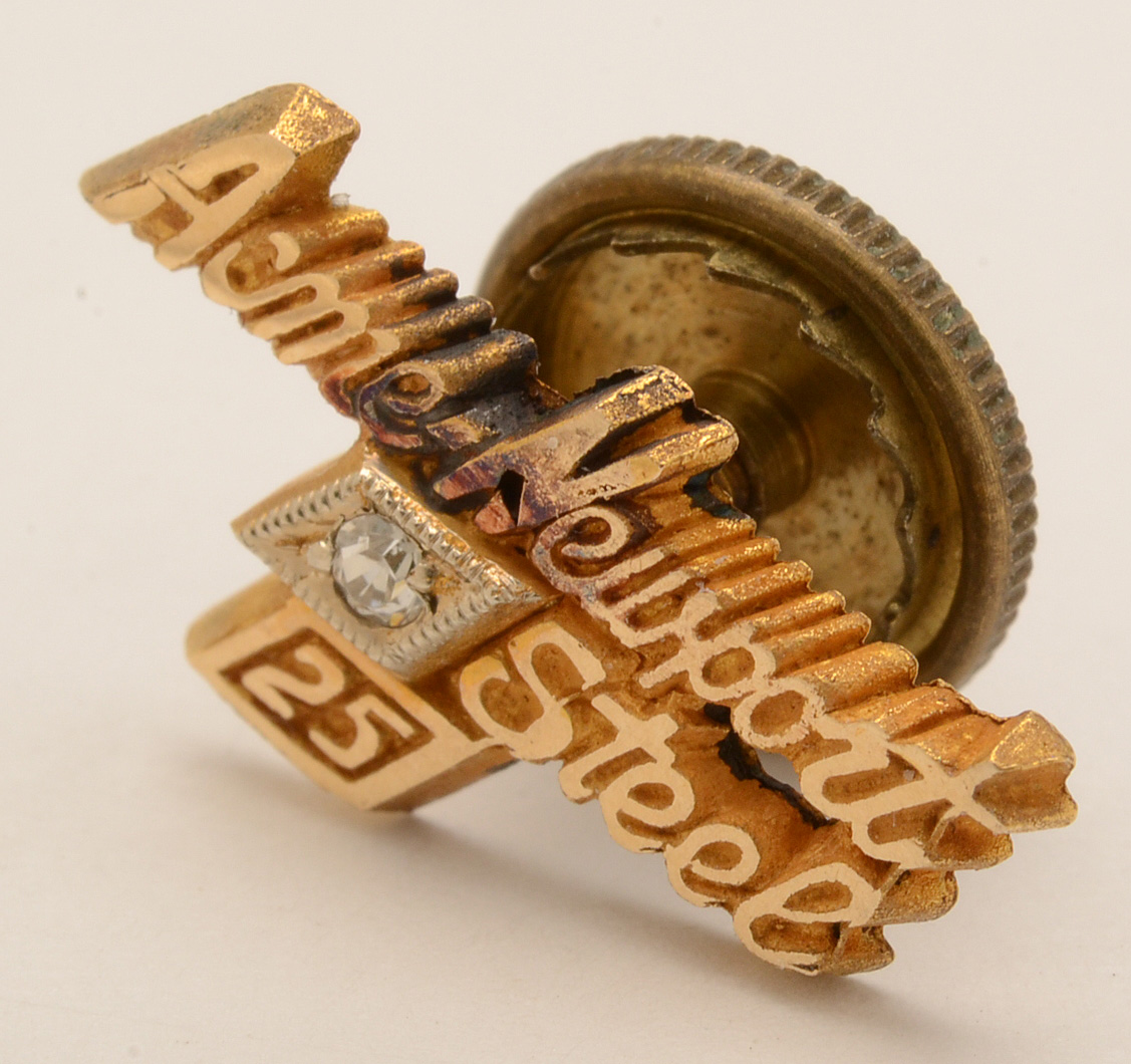 Acme-Newport Steel 14K Yellow Gold Diamond Service Pin