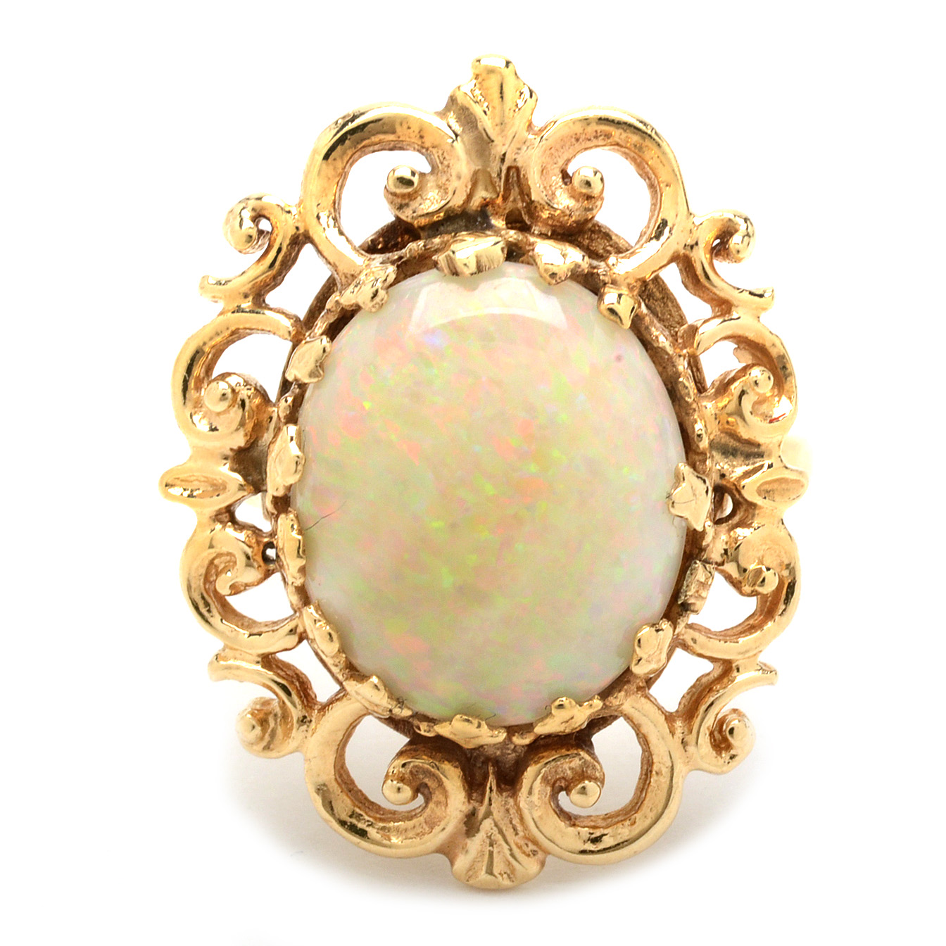 14K Yellow Gold Opal Cocktail Ring