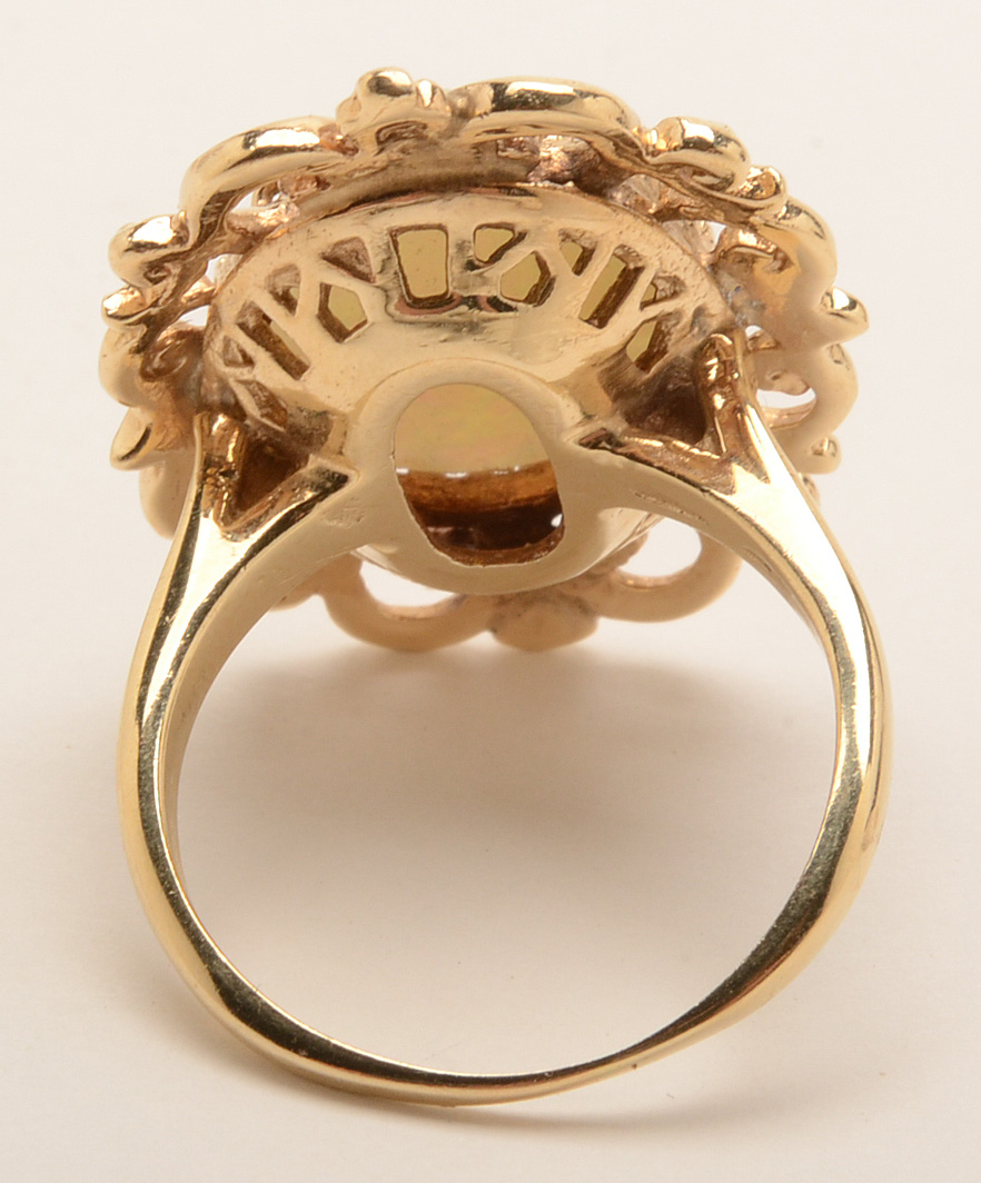 14K Yellow Gold Opal Cocktail Ring