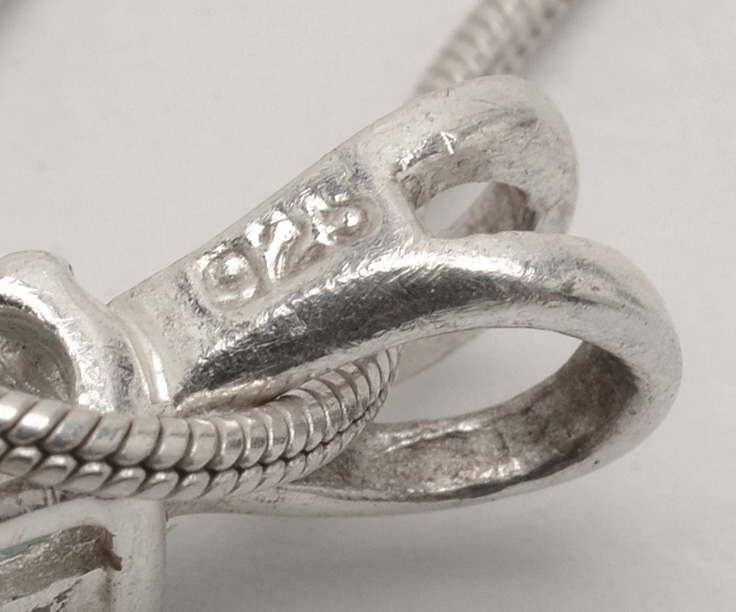 Sterling Cross Necklace, French Enamel Rosary