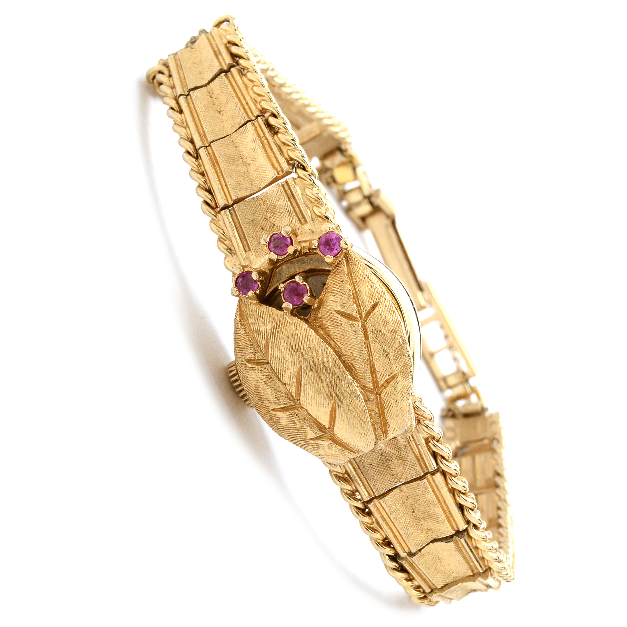 Gold Plated Pedre Watch with Pink Sapphire Dial Cover