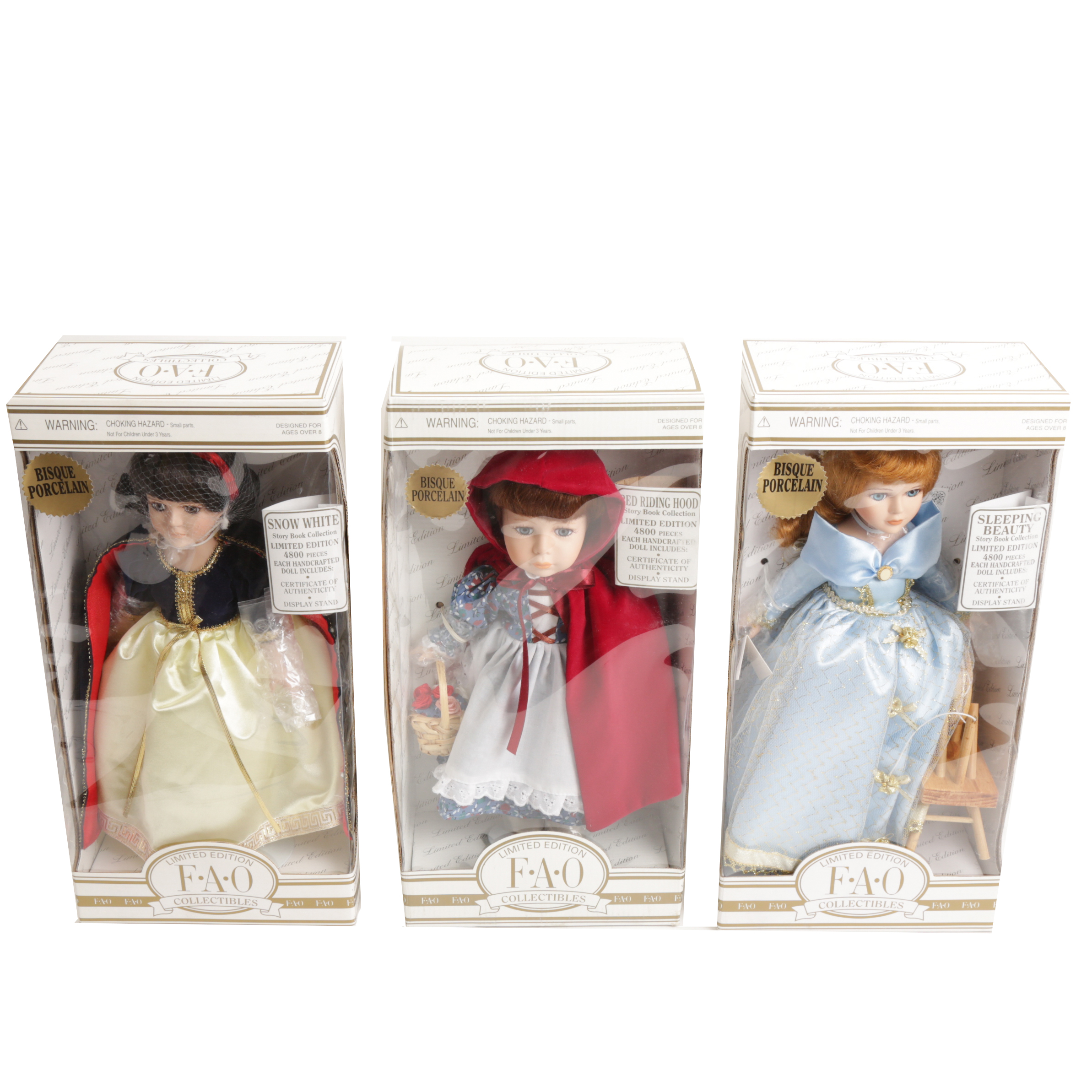Snow White, Red Riding Hood, and Sleeping Beauty Limited Edition Dolls by FAO Schwartz