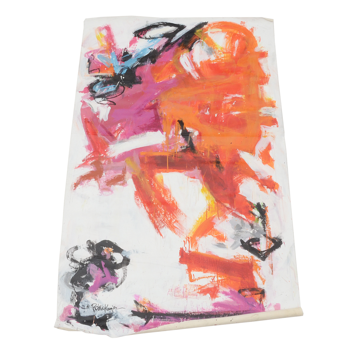 Robbie Kemper Original Abstract Acrylic Painting on Non-Stretched Canvas "Small Cool Marks"