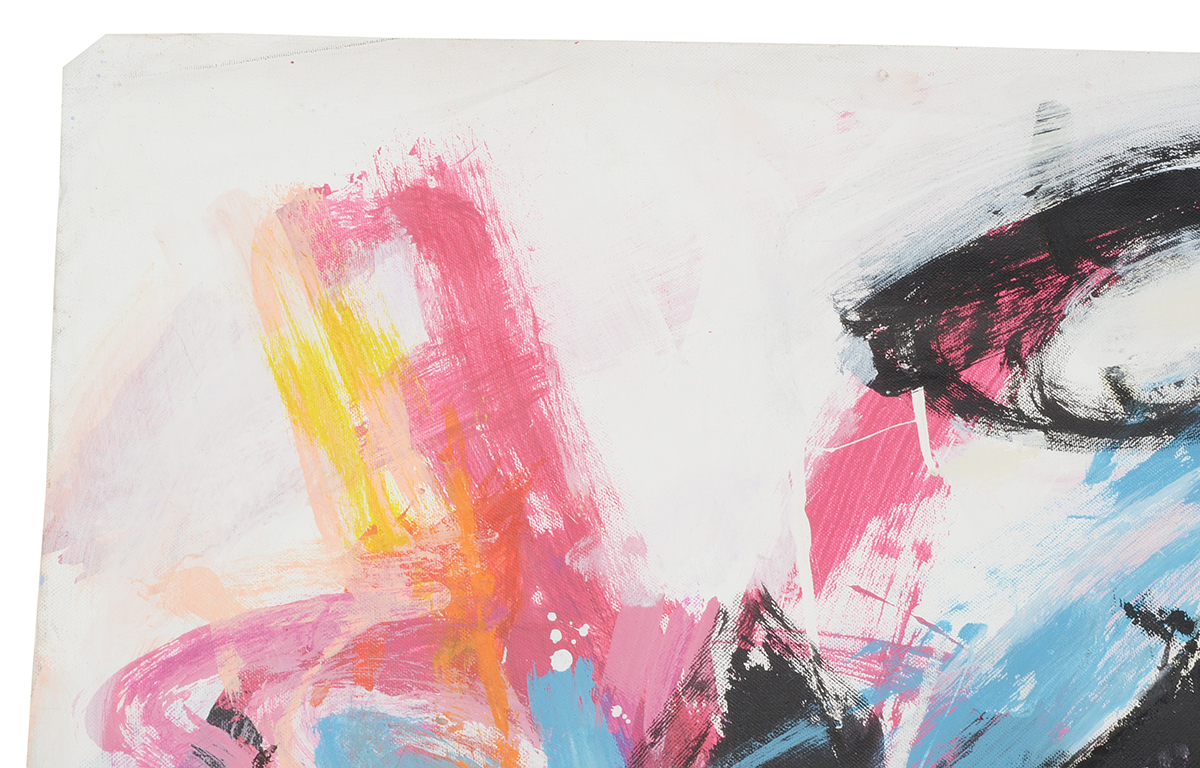 Robbie Kemper Original Abstract Acrylic Painting on Non-Stretched Canvas "Small Cool Marks"