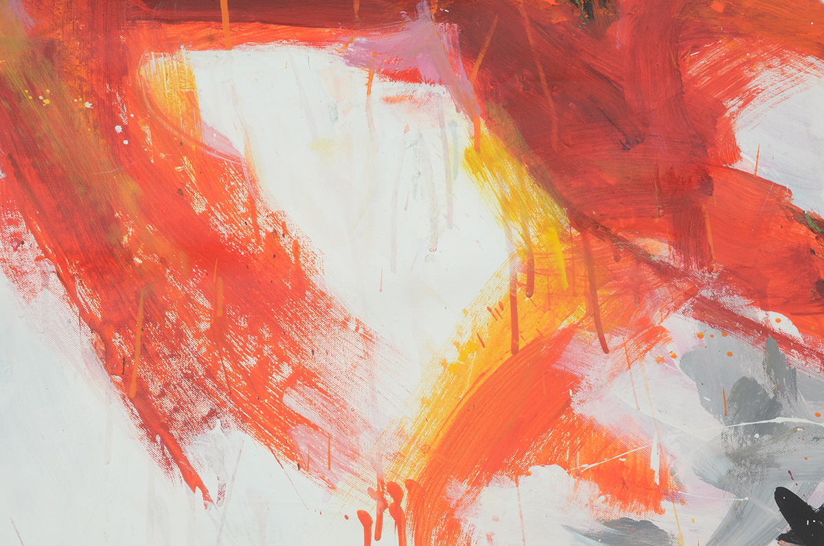 Robbie Kemper Original Abstract Acrylic Painting on Non-Stretched Canvas "Small Cool Marks"