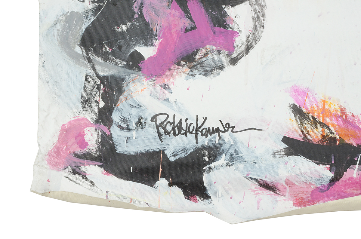 Robbie Kemper Original Abstract Acrylic Painting on Non-Stretched Canvas "Small Cool Marks"