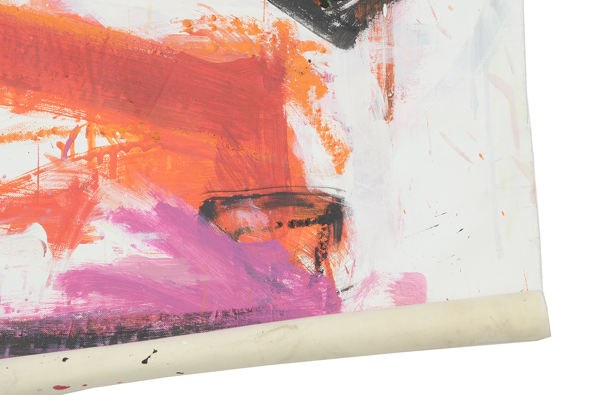 Robbie Kemper Original Abstract Acrylic Painting on Non-Stretched Canvas "Small Cool Marks"