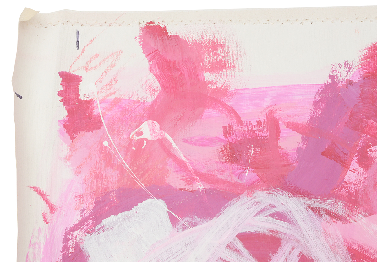 Robbie Kemper Original Abstract Acrylic Painting on Non-Stretched Canvas "Pink & White Circles"