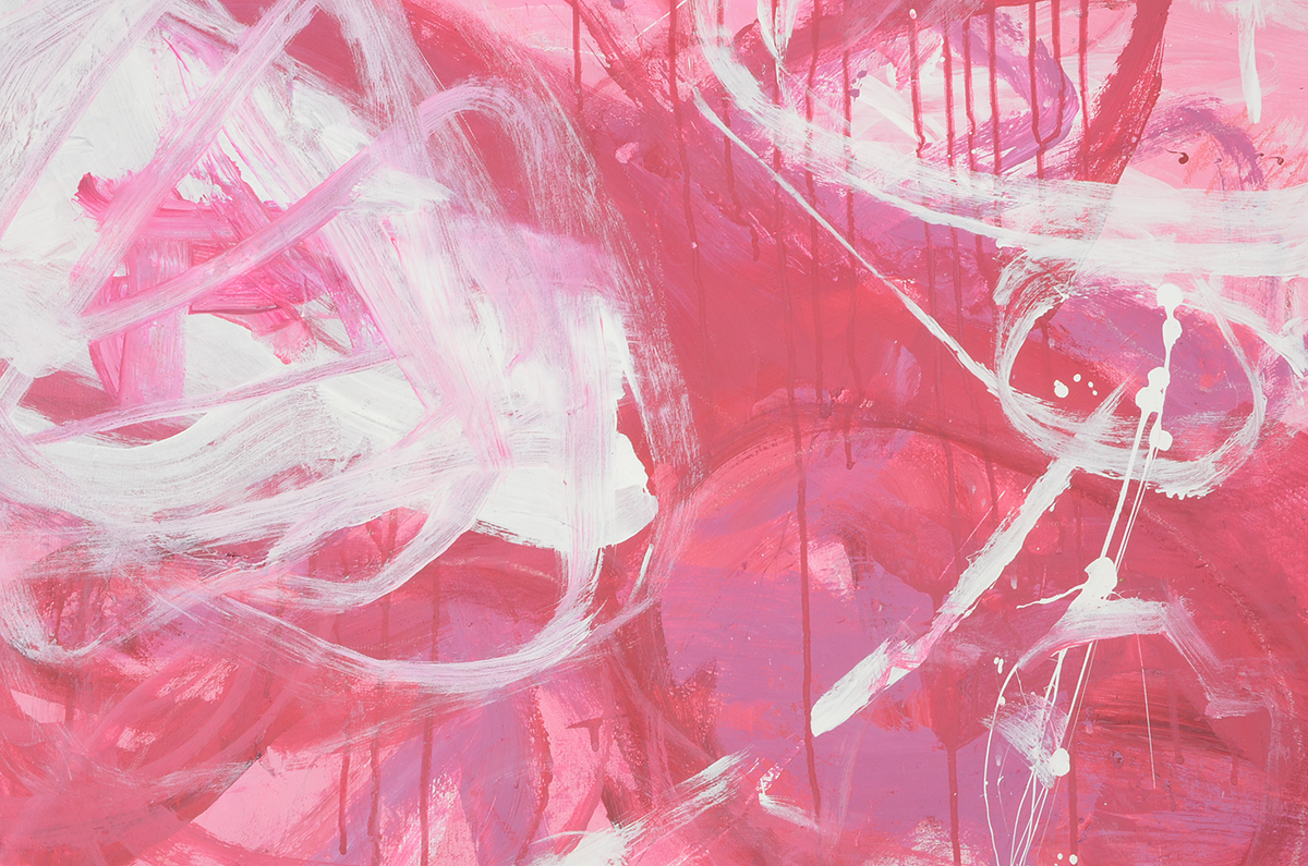 Robbie Kemper Original Abstract Acrylic Painting on Non-Stretched Canvas "Pink & White Circles"