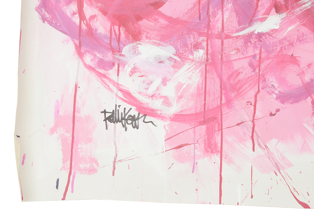 Robbie Kemper Original Abstract Acrylic Painting on Non-Stretched Canvas "Pink & White Circles"