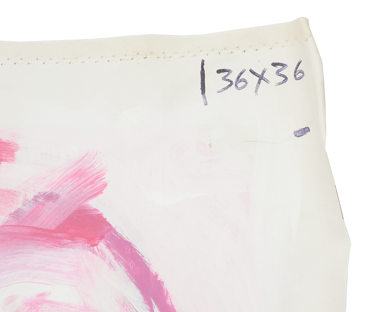 Robbie Kemper Original Abstract Acrylic Painting on Non-Stretched Canvas "Pink & White Circles"