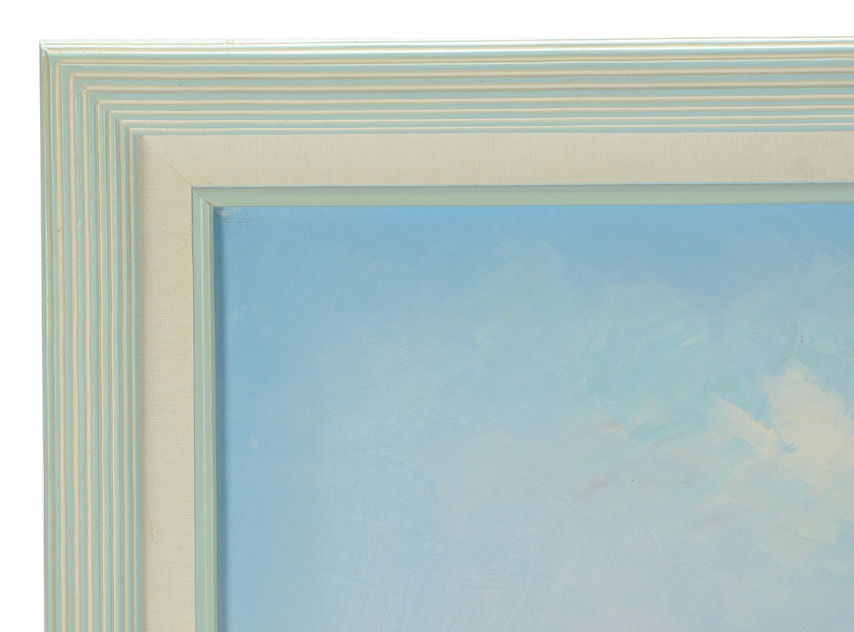 Lawrence Signed Original Acrylic Harbor Scene on Canvas