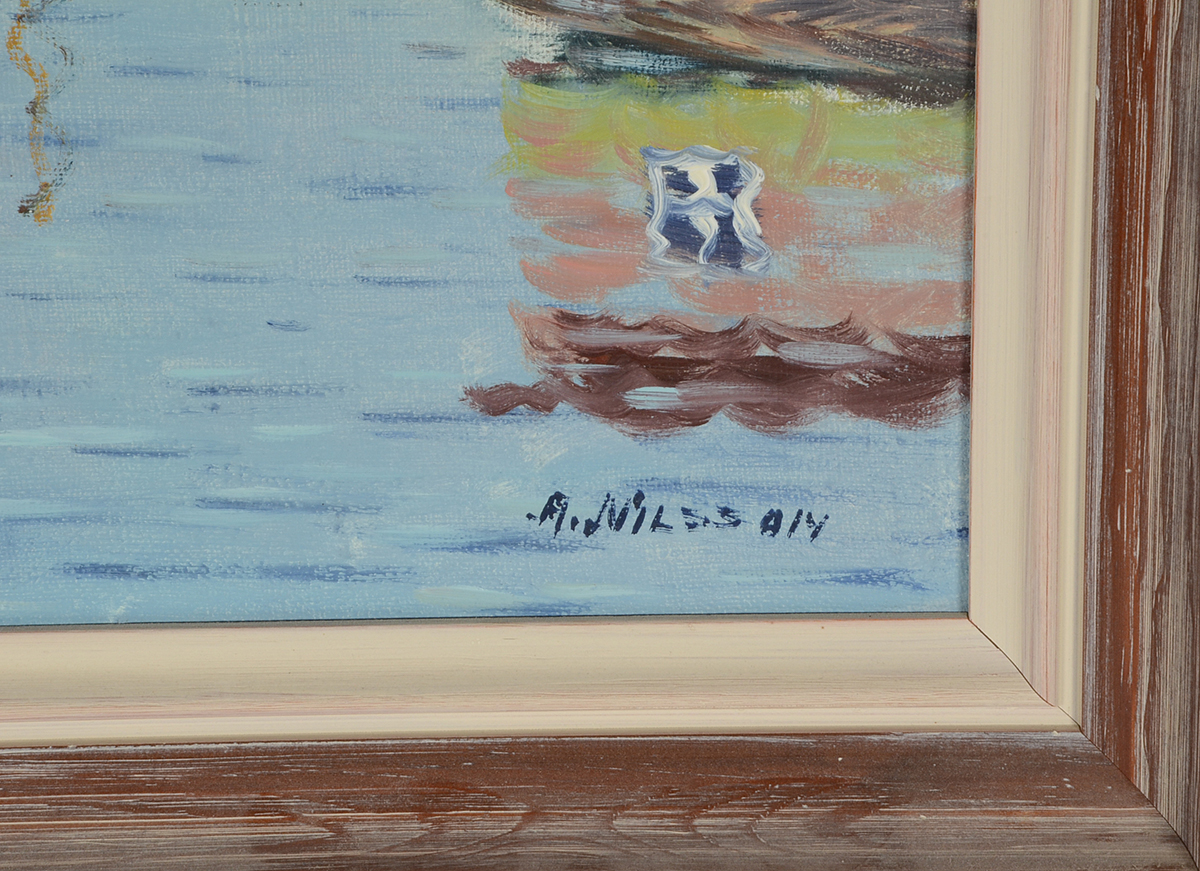 A. Nilsson Original Vintage Oil Painting on Canvas