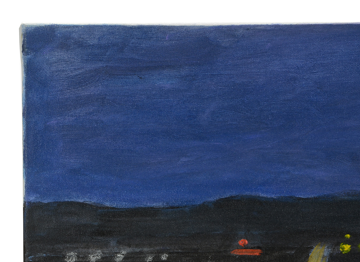 Original Mixed Media Painting of a City at Night