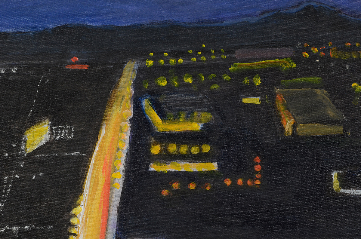 Original Mixed Media Painting of a City at Night