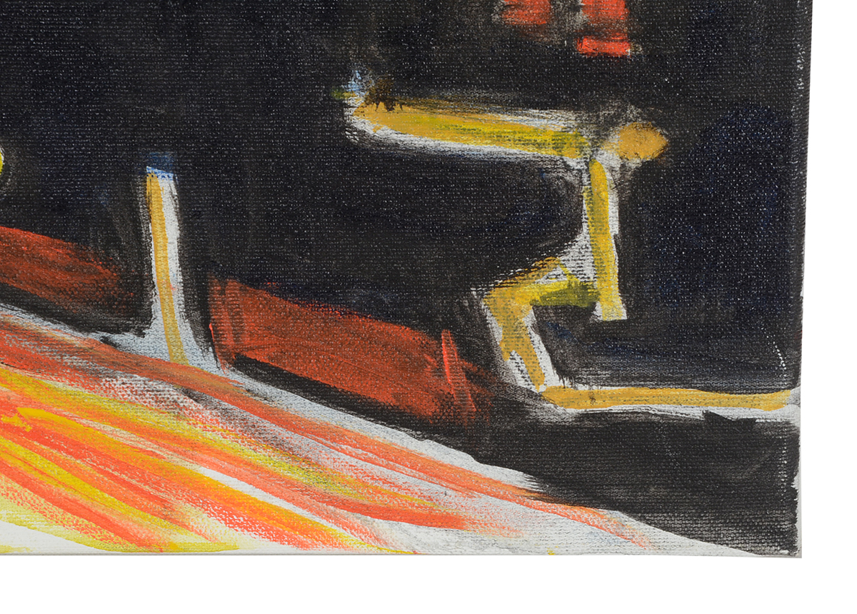 Original Mixed Media Painting of a City at Night