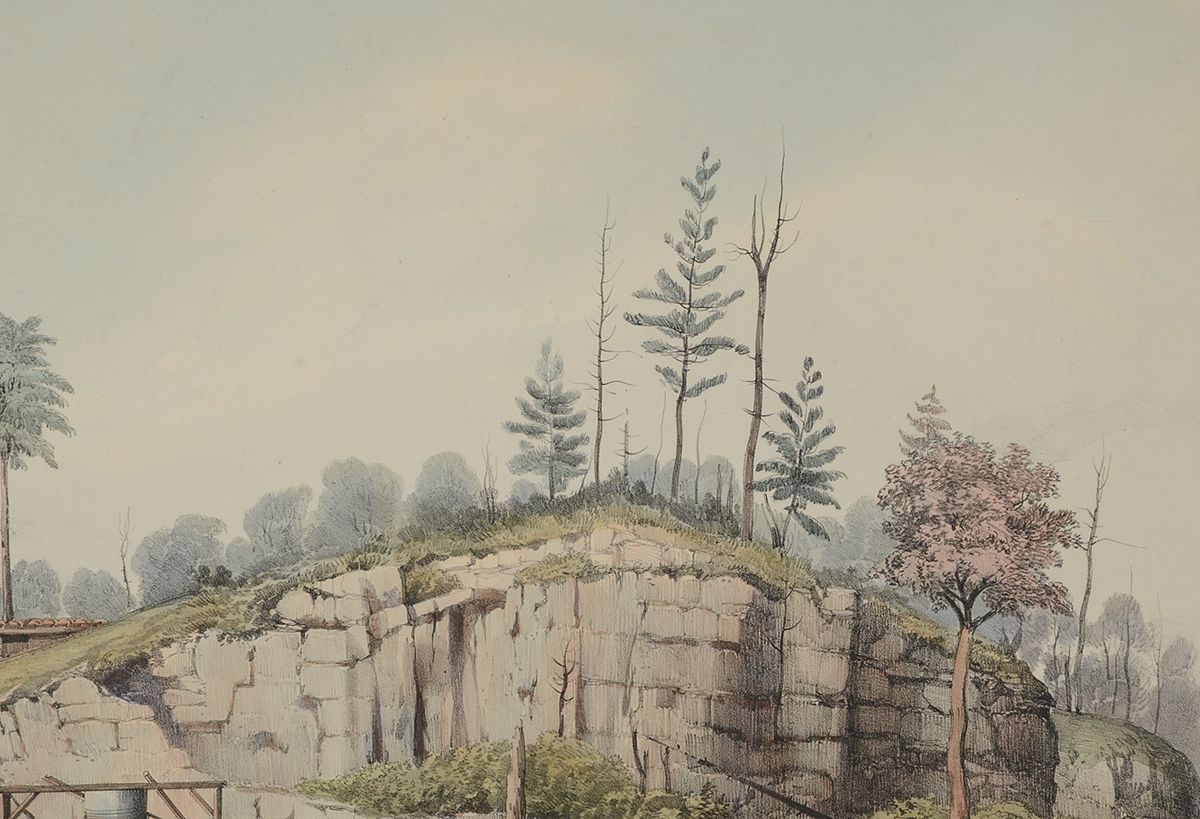 19th Century Hand-Colored Stone Lithograph "The Victoria Lead Mines"