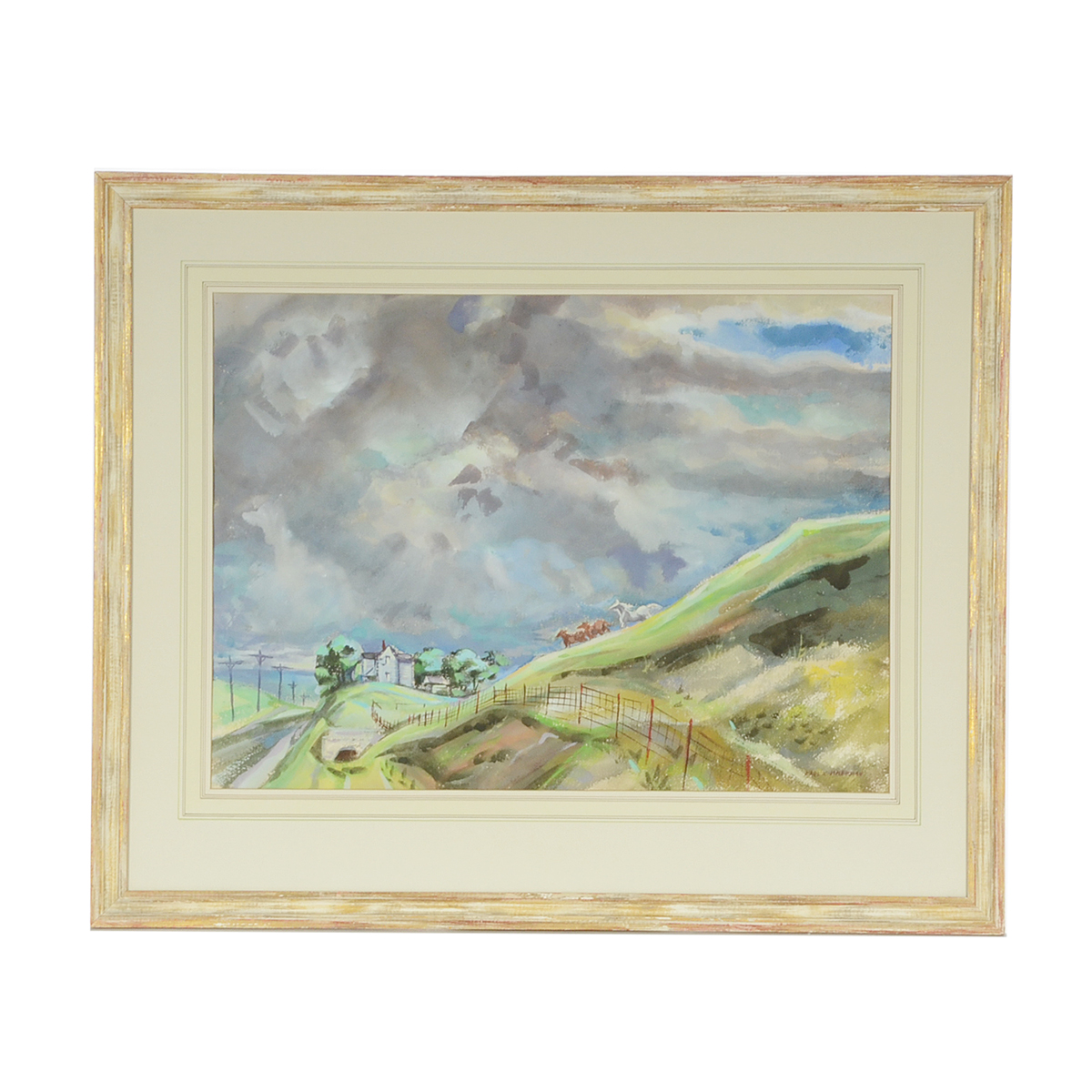 Carl Zimmerman Original Large Watercolor of a Rural Landscape