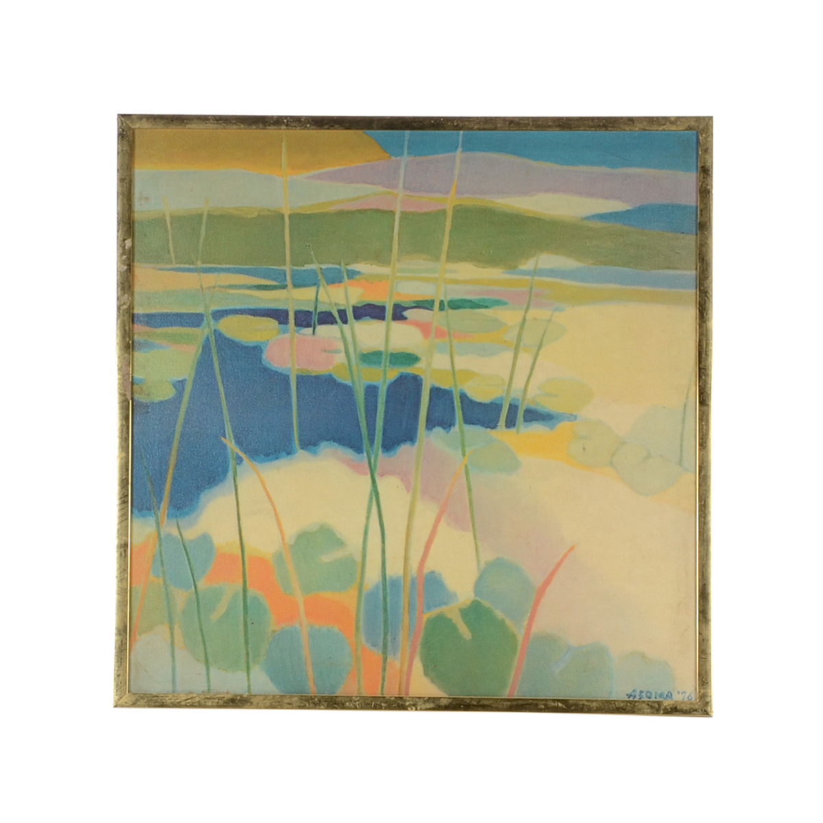 Tadashi Asoma Offset Lithograph on Canvas "Lily Pond in Summer"