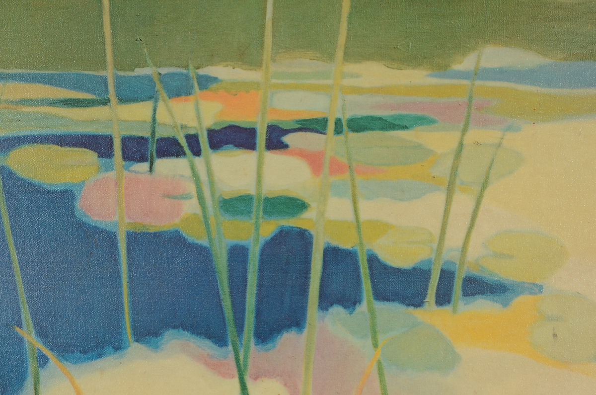 Tadashi Asoma Offset Lithograph on Canvas "Lily Pond in Summer"